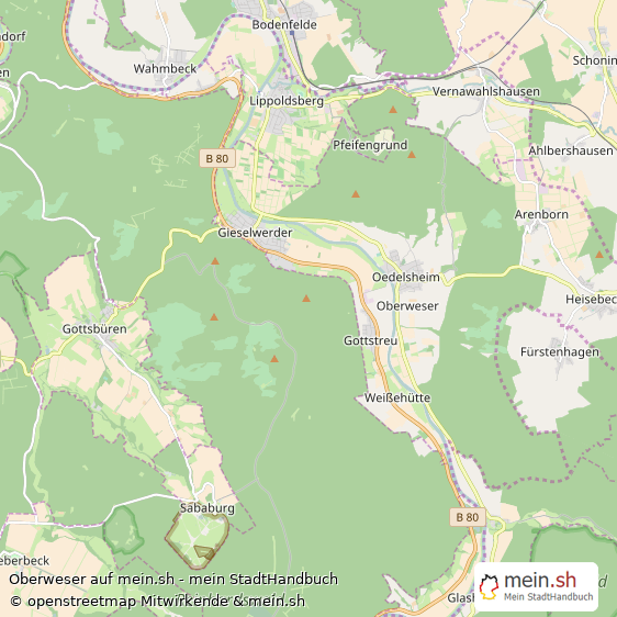 Oberweser Landkreis Kassel Landkarte © Openstreetmap Contributors Oberweser Landstadt Karte