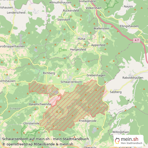 Schwarzenborn Schwalm-Eder-Kreis Landkarte © Openstreetmap Contributors Schwarzenborn Großes Dorf Karte