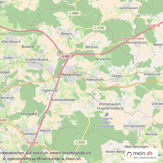Reiskirchen Kleinstadt Karte