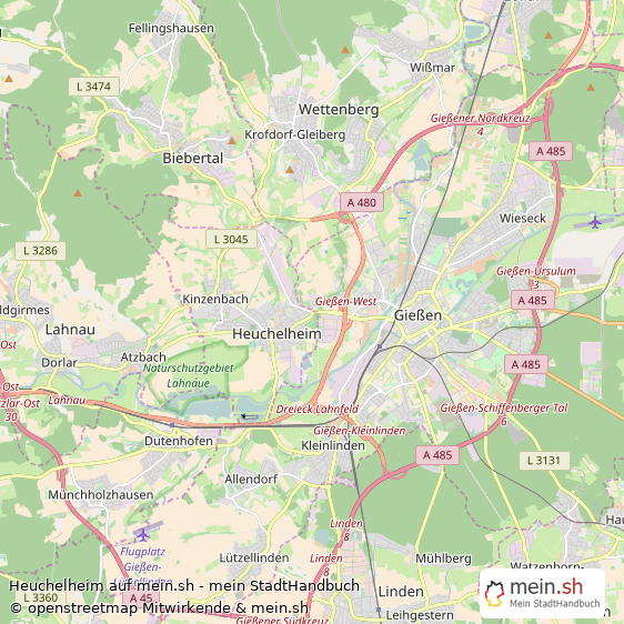 Heuchelheim Landkreis Gießen Landkarte © Openstreetmap Contributors Heuchelheim Große Landstadt Karte