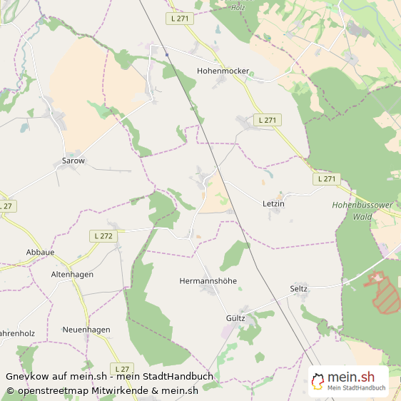 Gnevkow Kleines Dorf Karte