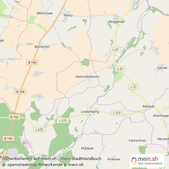 Hohenbollentin Kleines Dorf Karte