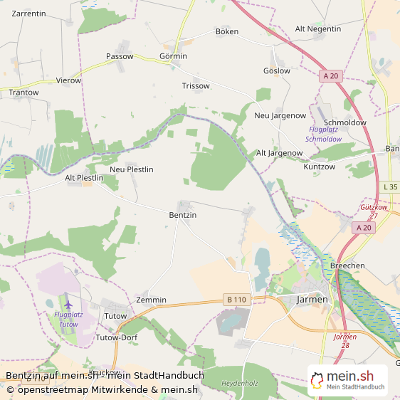 Bentzin Landkreis Demmin Landkarte © Openstreetmap Contributors Bentzin Dorf Karte