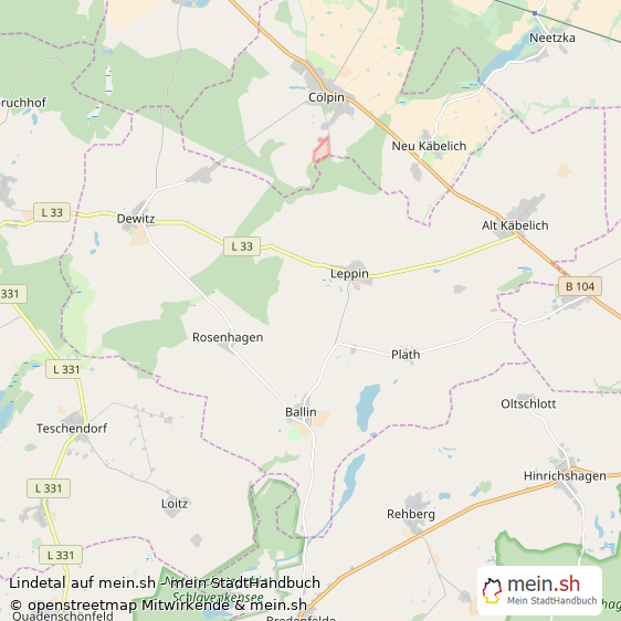 Lindetal Landkreis Mecklenburg-Strelitz Landkarte © Openstreetmap Contributors Lindetal Großes Dorf Karte