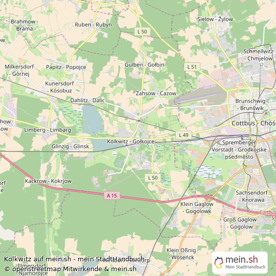 Kolkwitz Landkreis Spree-Neiße Landkarte © Openstreetmap Contributors Kolkwitz Große Landstadt Karte