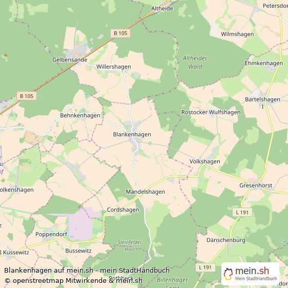Blankenhagen Landkreis Bad Doberan Landkarte © Openstreetmap Contributors Blankenhagen Großes Dorf Karte