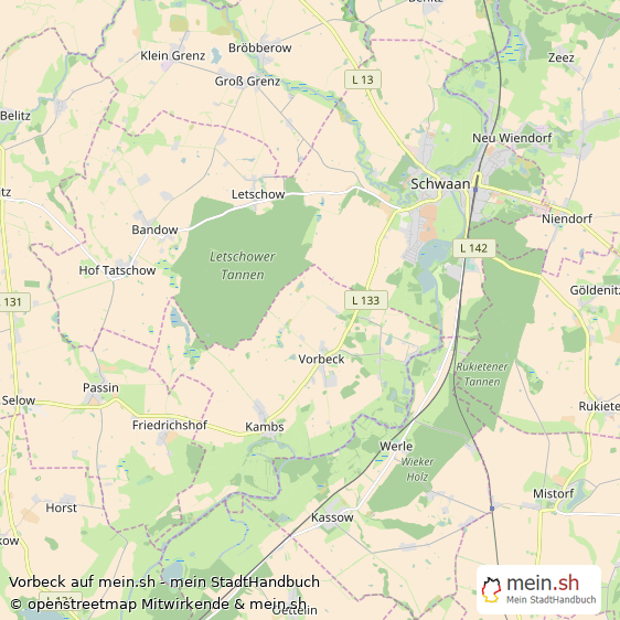 Vorbeck Landkreis Bad Doberan Landkarte © Openstreetmap Contributors Vorbeck Kleines Dorf Karte