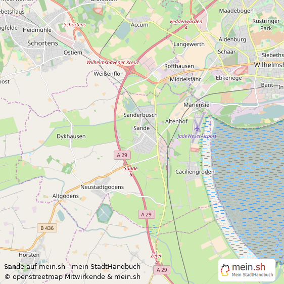 Sande Landkreis Friesland Landkarte © Openstreetmap Contributors Sande Große Landstadt Karte