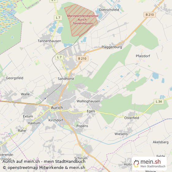 Aurich Landkreis Aurich Landkarte © Openstreetmap Contributors Aurich Kleine Mittelstadt Karte