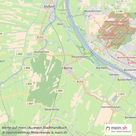 Berne Landkreis Wesermarsch Landkarte © Openstreetmap Contributors Berne Große Landstadt Karte
