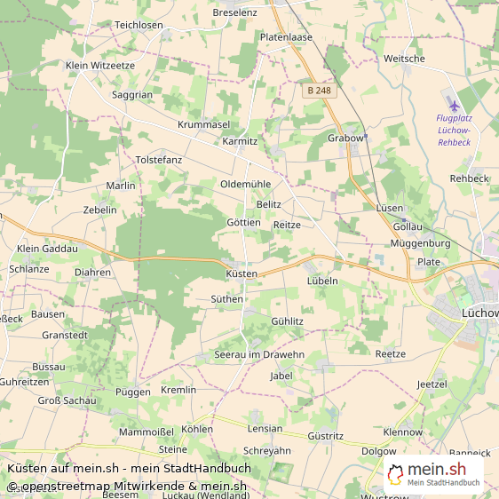 Küsten Landkreis Lüchow-Dannenberg Landkarte © Openstreetmap Contributors Küsten Großes Dorf Karte