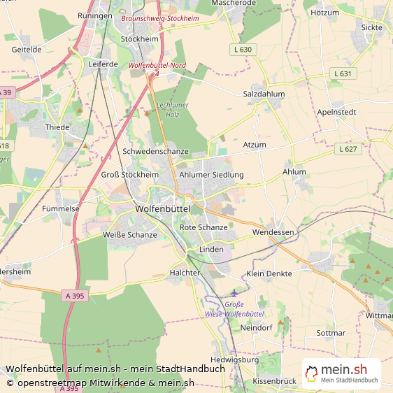Wolfenbüttel Landkreis Wolfenbüttel Landkarte © Openstreetmap Contributors Wolfenbüttel Mittelstadt Karte