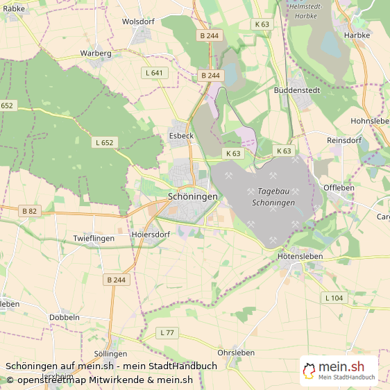 Schöningen Landkreis Helmstedt Landkarte © Openstreetmap Contributors Schöningen Kleinstadt Karte