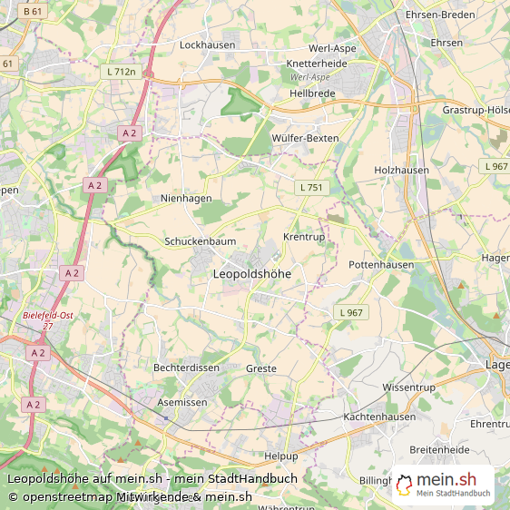 Leopoldshöhe Landkreis Lippe Landkarte © Openstreetmap Contributors Leopoldshöhe Kleinstadt Karte