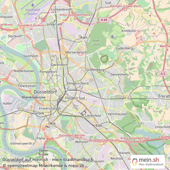 Düsseldorf Kreisfreie Stadt Düsseldorf Landkarte © Openstreetmap Contributors Düsseldorf Großstadt Karte