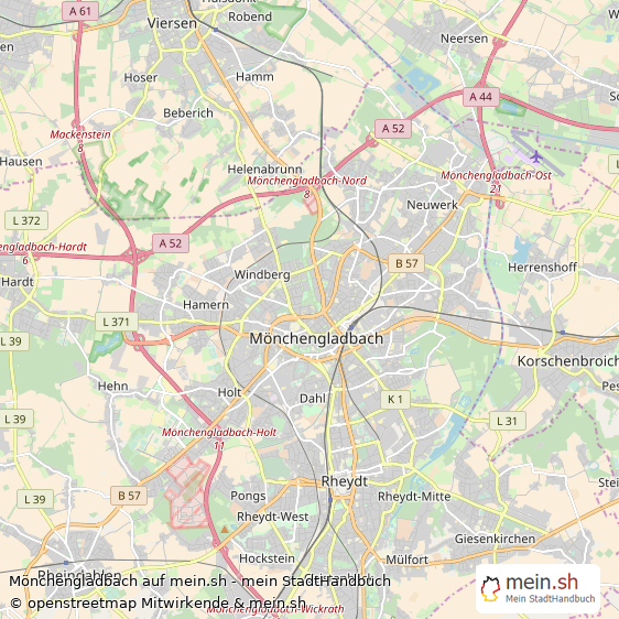 Mönchengladbach Kreisfreie Stadt Mönchengladbach Landkarte © Openstreetmap Contributors Mönchengladbach Großstadt Karte