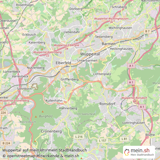 Wuppertal Großstadt Karte