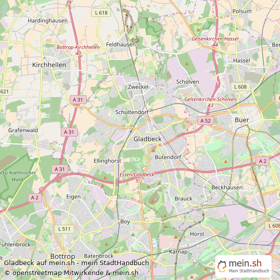 Gladbeck Mittelstadt Karte