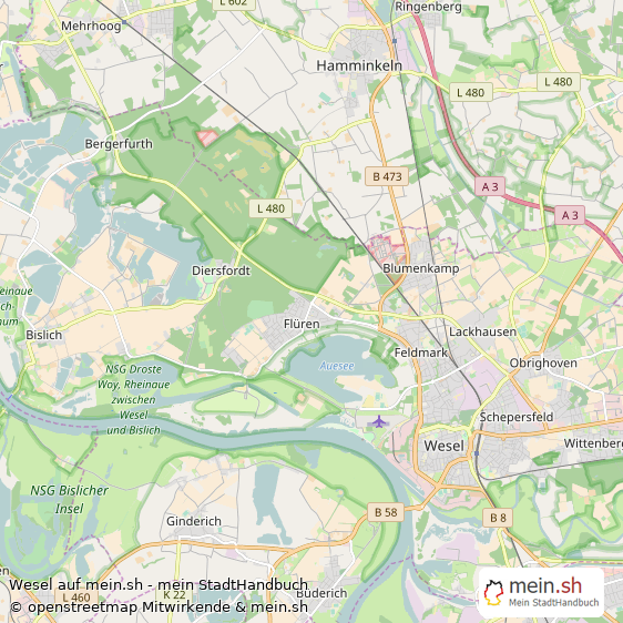 Wesel Mittelstadt Karte