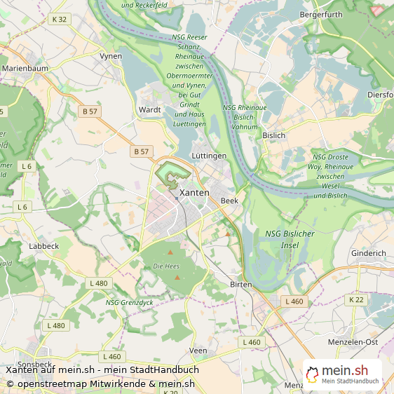 Xanten Kleine Mittelstadt Karte