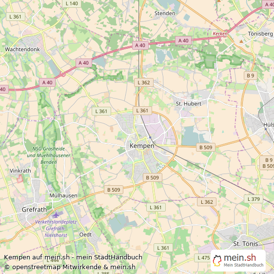 Kempen Landkreis Viersen Landkarte © Openstreetmap Contributors Kempen Kleine Mittelstadt Karte