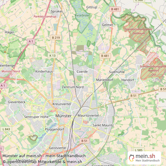 Münster Kreisfreie Stadt Münster Landkarte © Openstreetmap Contributors Münster Kleinstadt Karte