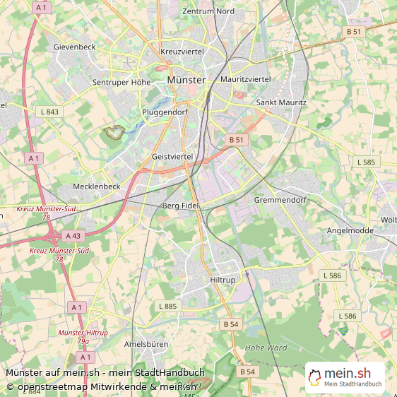 Münster Kreisfreie Stadt Münster Landkarte © Openstreetmap Contributors Münster Kleinstadt Karte