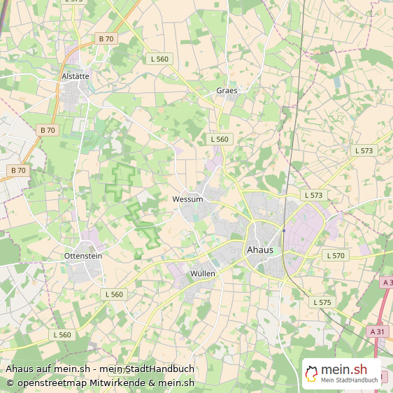 Ahaus Landkreis Borken Landkarte © Openstreetmap Contributors Ahaus Kleine Mittelstadt Karte