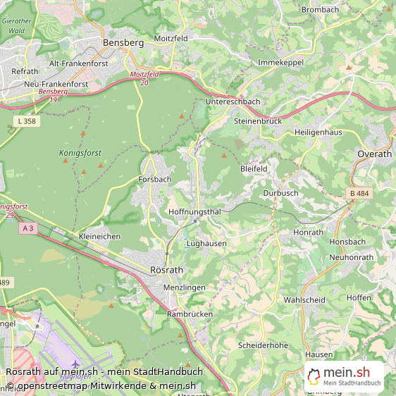 Rösrath Rheinisch-Bergischer Kreis Landkarte © Openstreetmap Contributors Rösrath Kleine Mittelstadt Karte