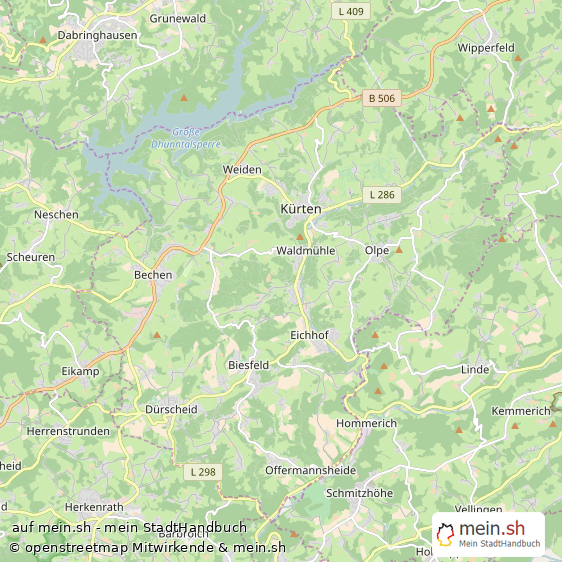 K?rten Rheinisch-Bergischer Kreis Landkarte © Openstreetmap Contributors K?rten Kleinstadt Karte