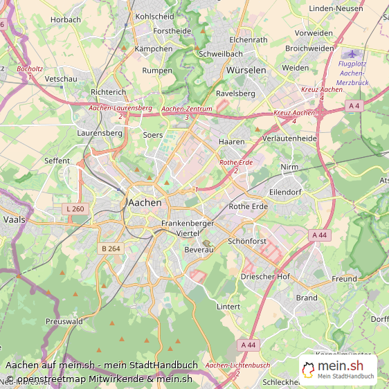 Aachen Kreisfreie Stadt Aachen Landkarte © Openstreetmap Contributors Aachen Großstadt Karte