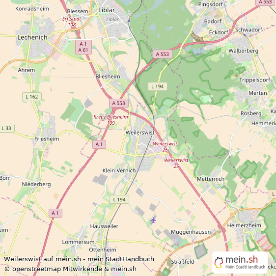Weilerswist Kleinstadt Karte
