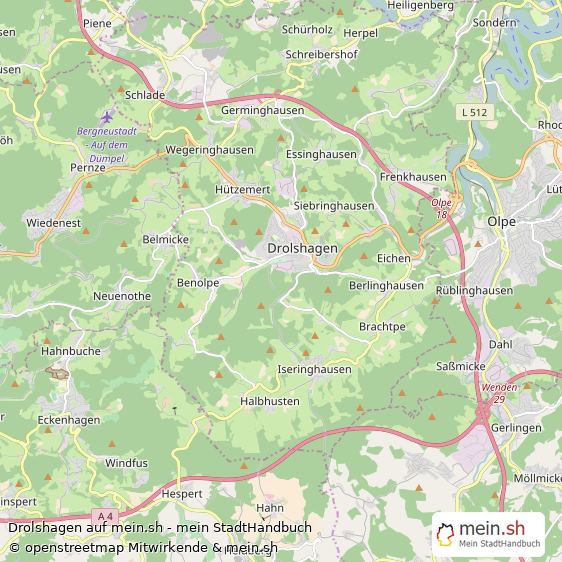 Drolshagen Landkreis Olpe Landkarte © Openstreetmap Contributors Drolshagen Kleinstadt Karte