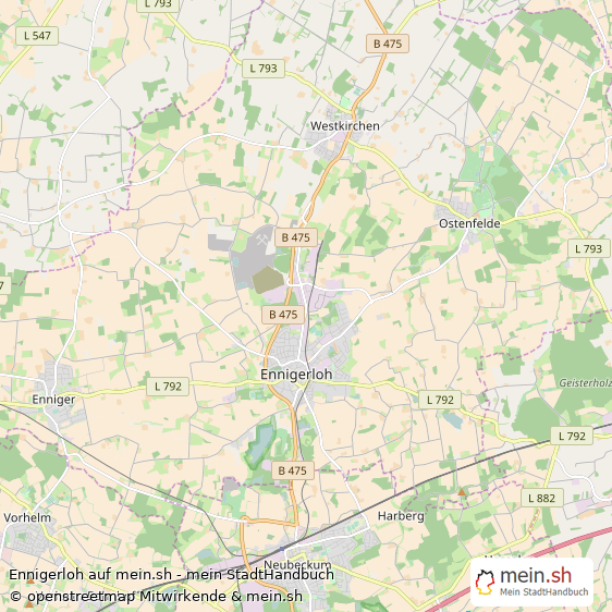 Ennigerloh Landkreis Warendorf Landkarte © Openstreetmap Contributors Ennigerloh Kleinstadt Karte