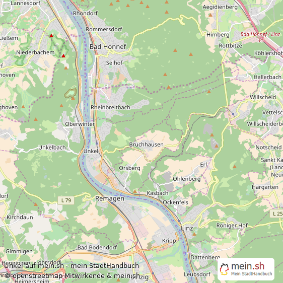 Unkel Landkreis Neuwied Landkarte © Openstreetmap Contributors Unkel Landstadt Karte