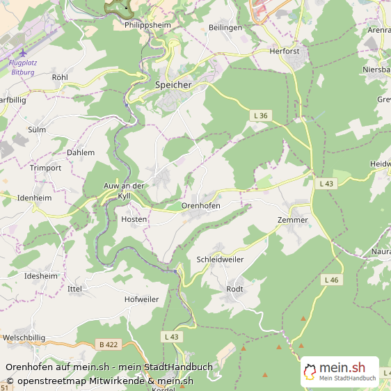Orenhofen Groes Dorf Karte
