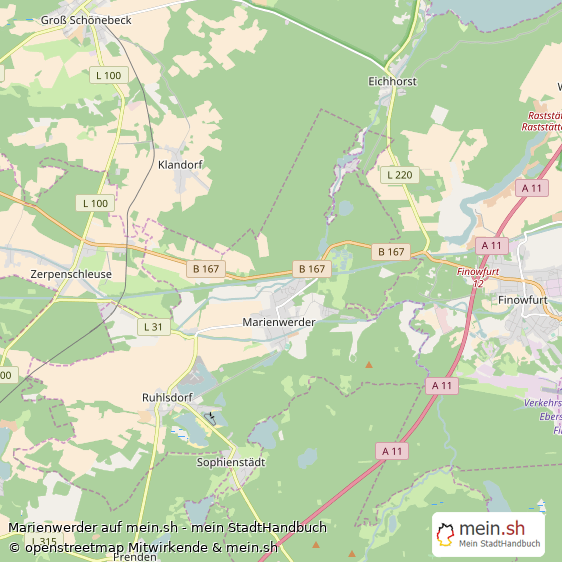 Marienwerder Landkreis Barnim Landkarte © Openstreetmap Contributors Marienwerder Großes Dorf Karte