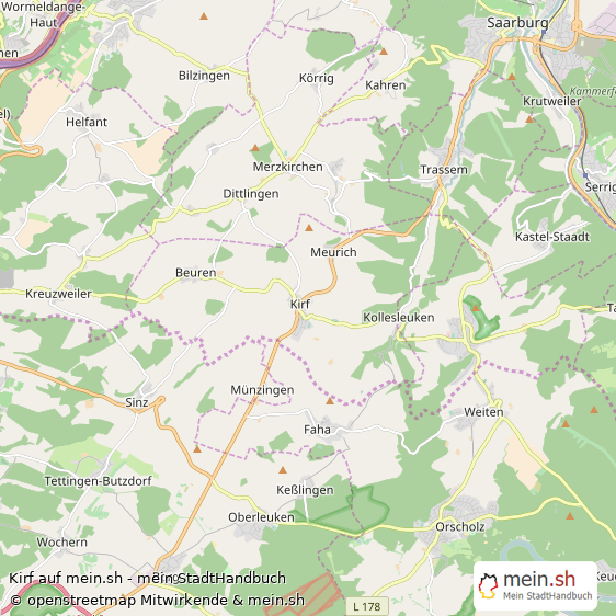 Kirf Landkreis Trier-Saarburg Landkarte © Openstreetmap Contributors Kirf Dorf Karte